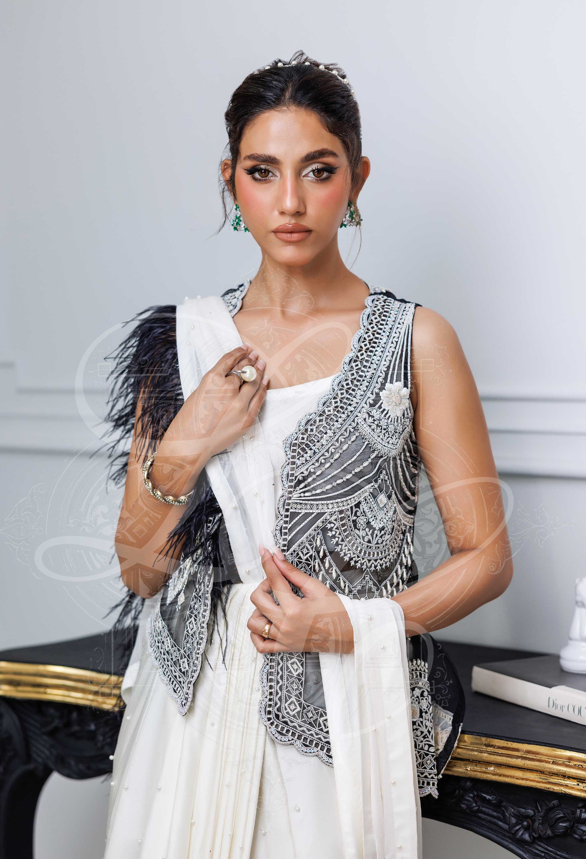 ELSIE - Draped Saree with Embellished Coat & Camisole