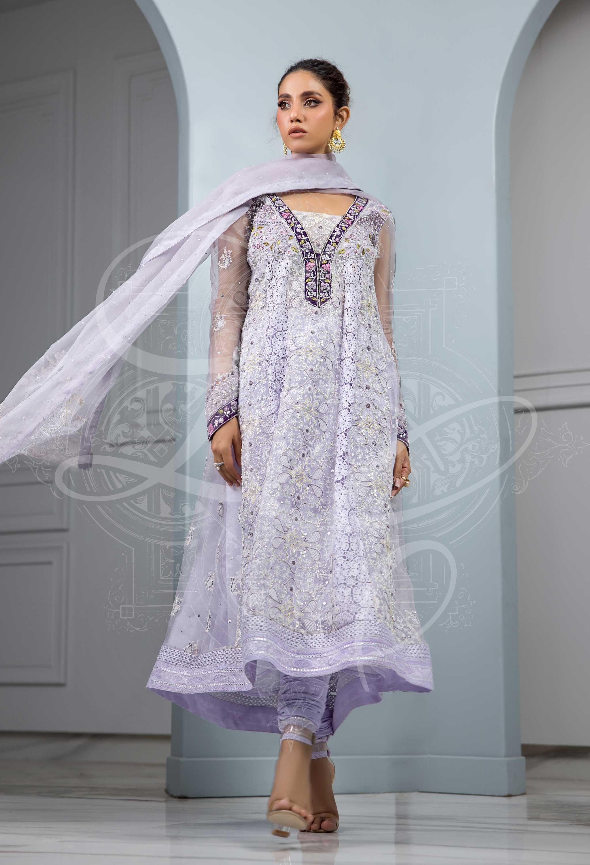 ZAYA - Peshwa with Kaamdani & Cutwork and churidar