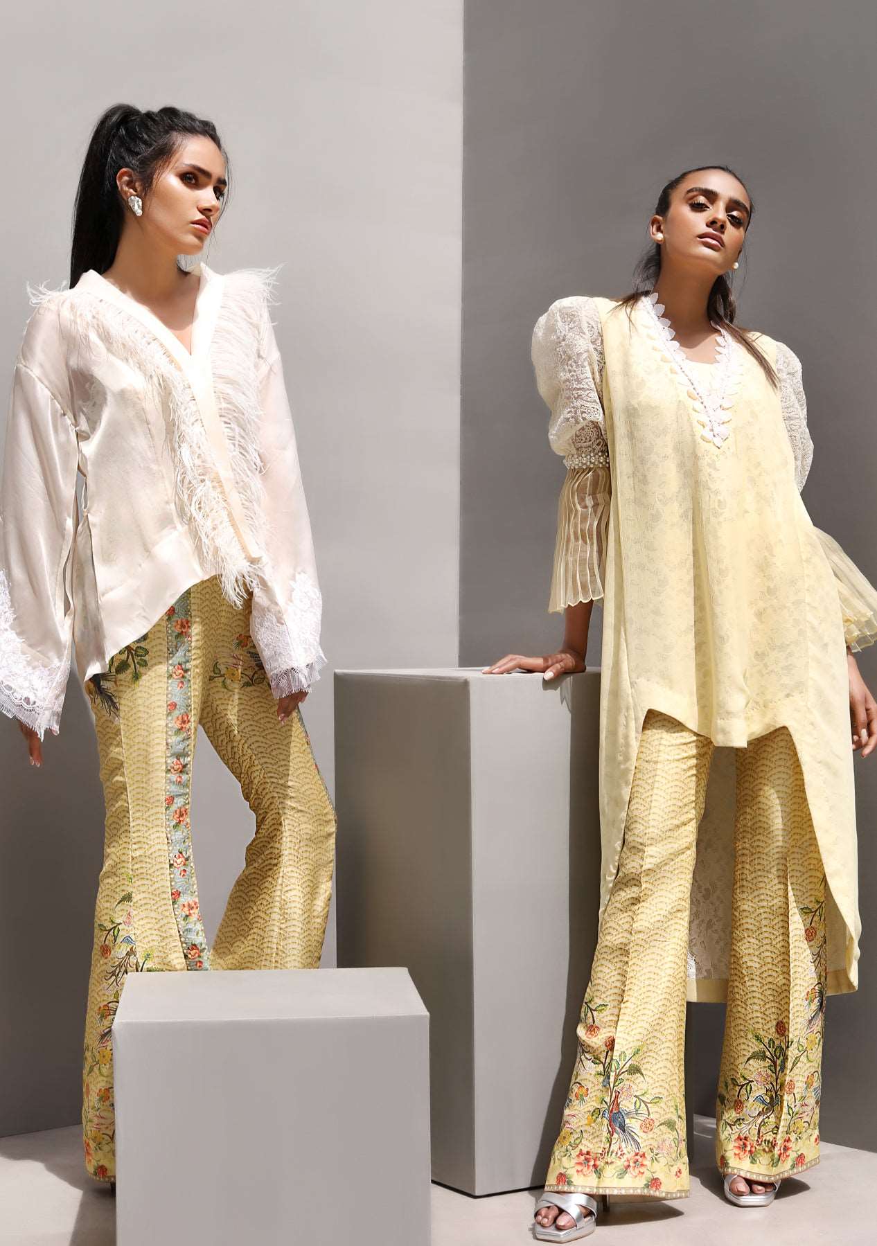 Hi lo boxy shirt with lemon printed pants