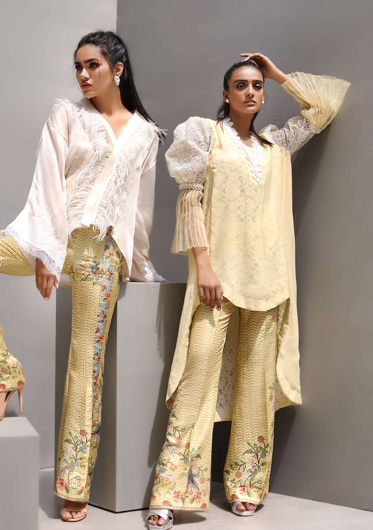 Hi lo boxy shirt with lemon printed pants