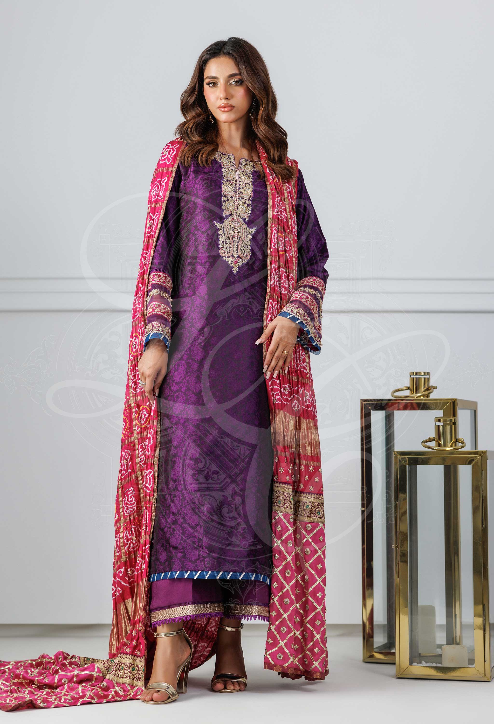 KOYA - Marori Jamawar Shirt With Izaar