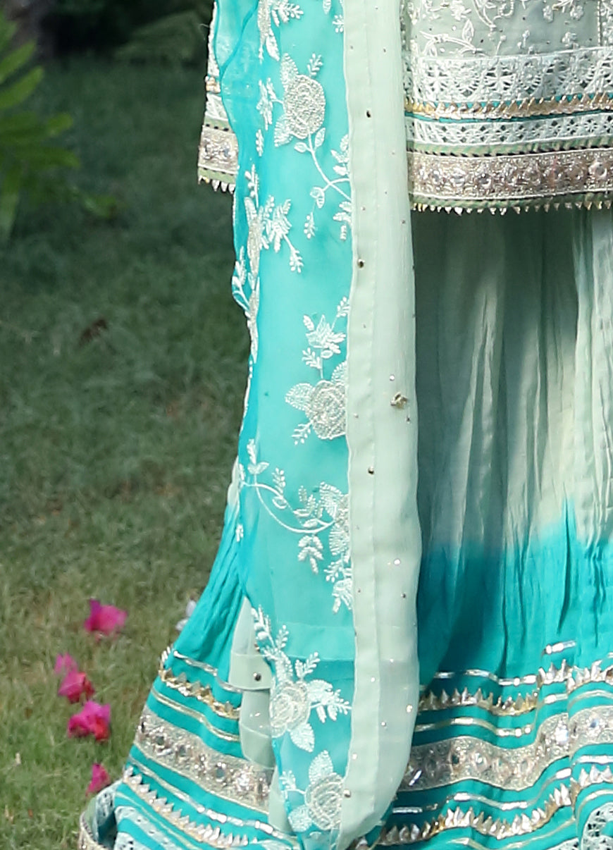 Sage Green Ruffled Dupatta
