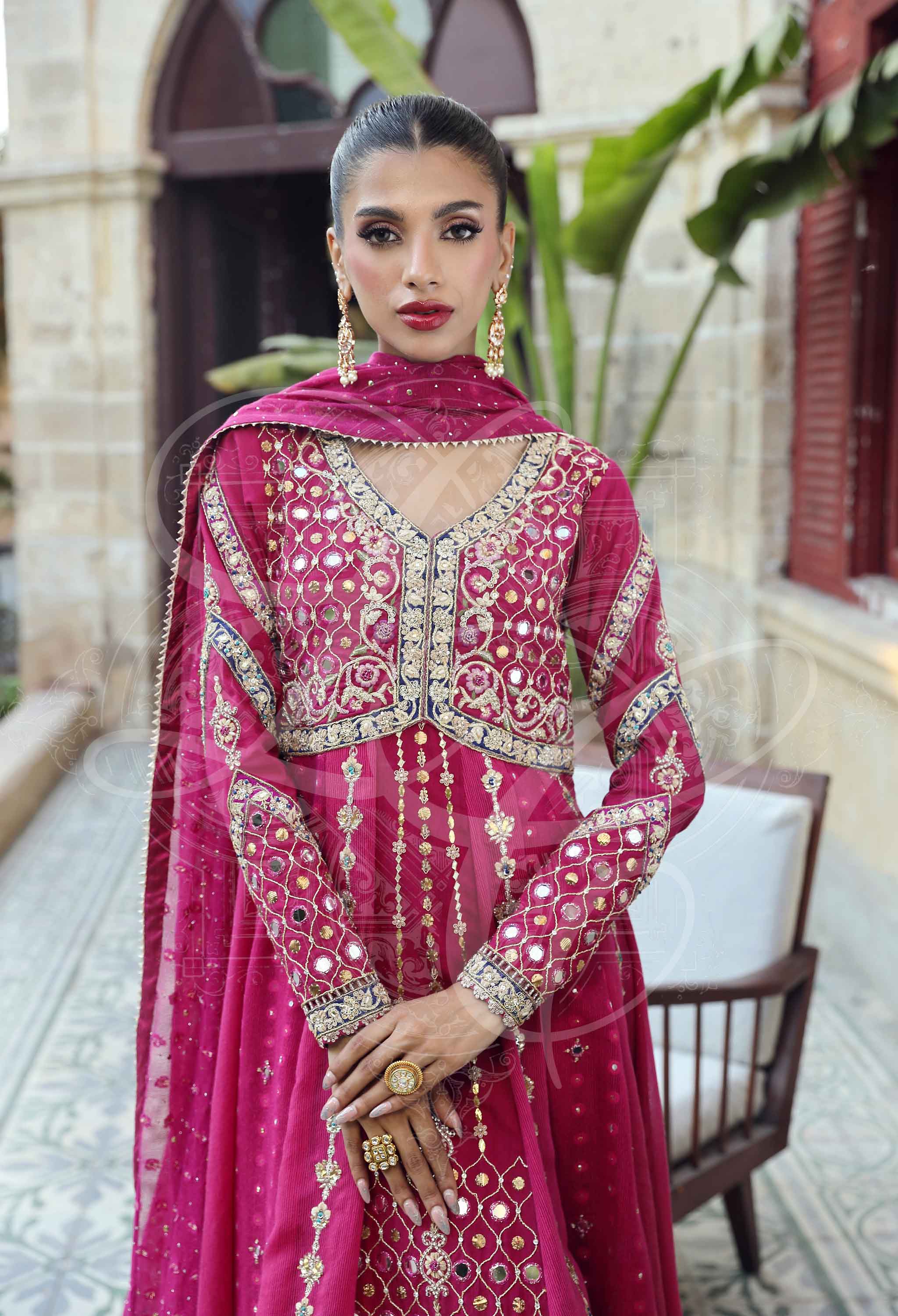 Nour - Angrakha With Mirror Work