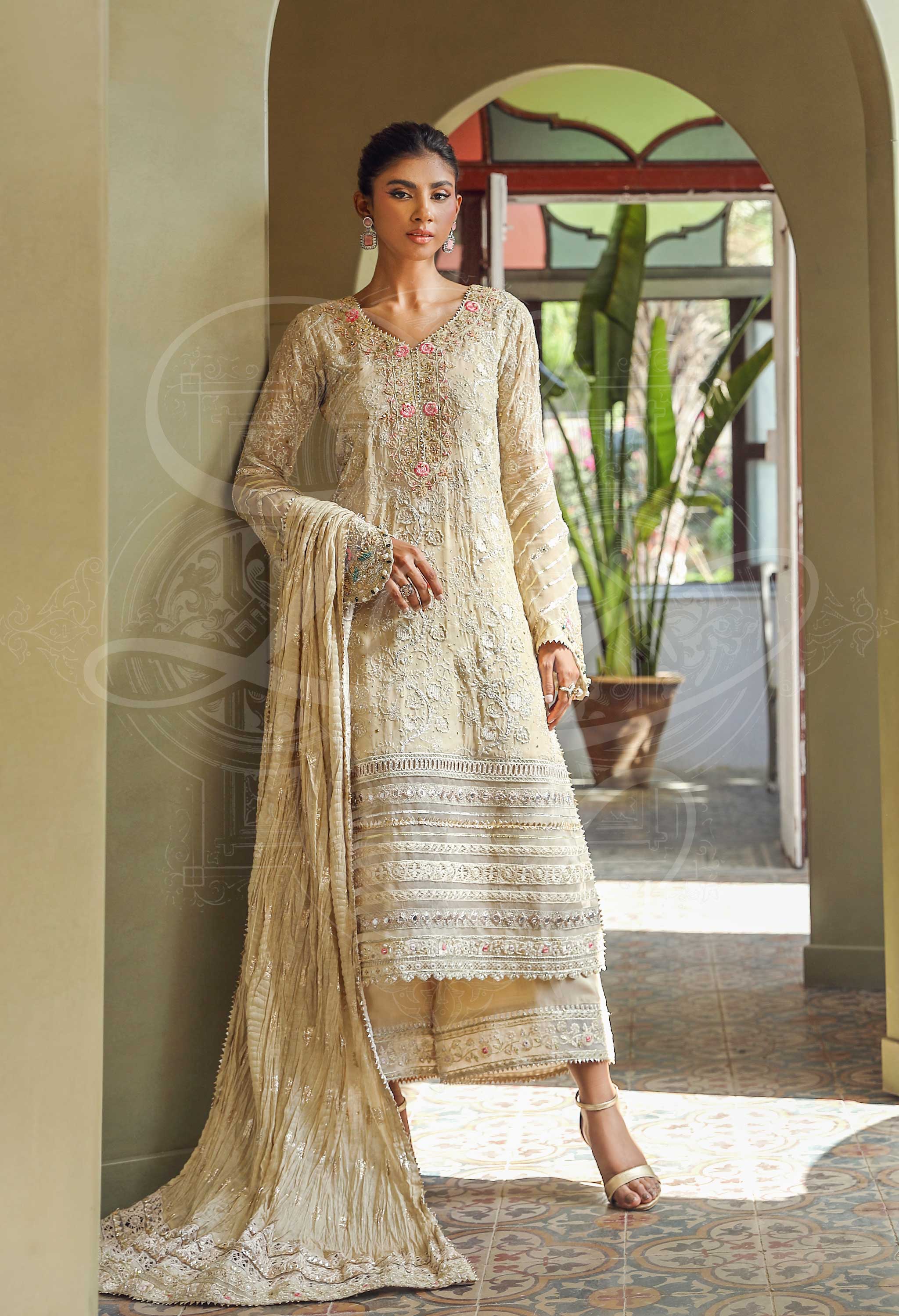 Nura - Long Gota work kurta with Izzar pants