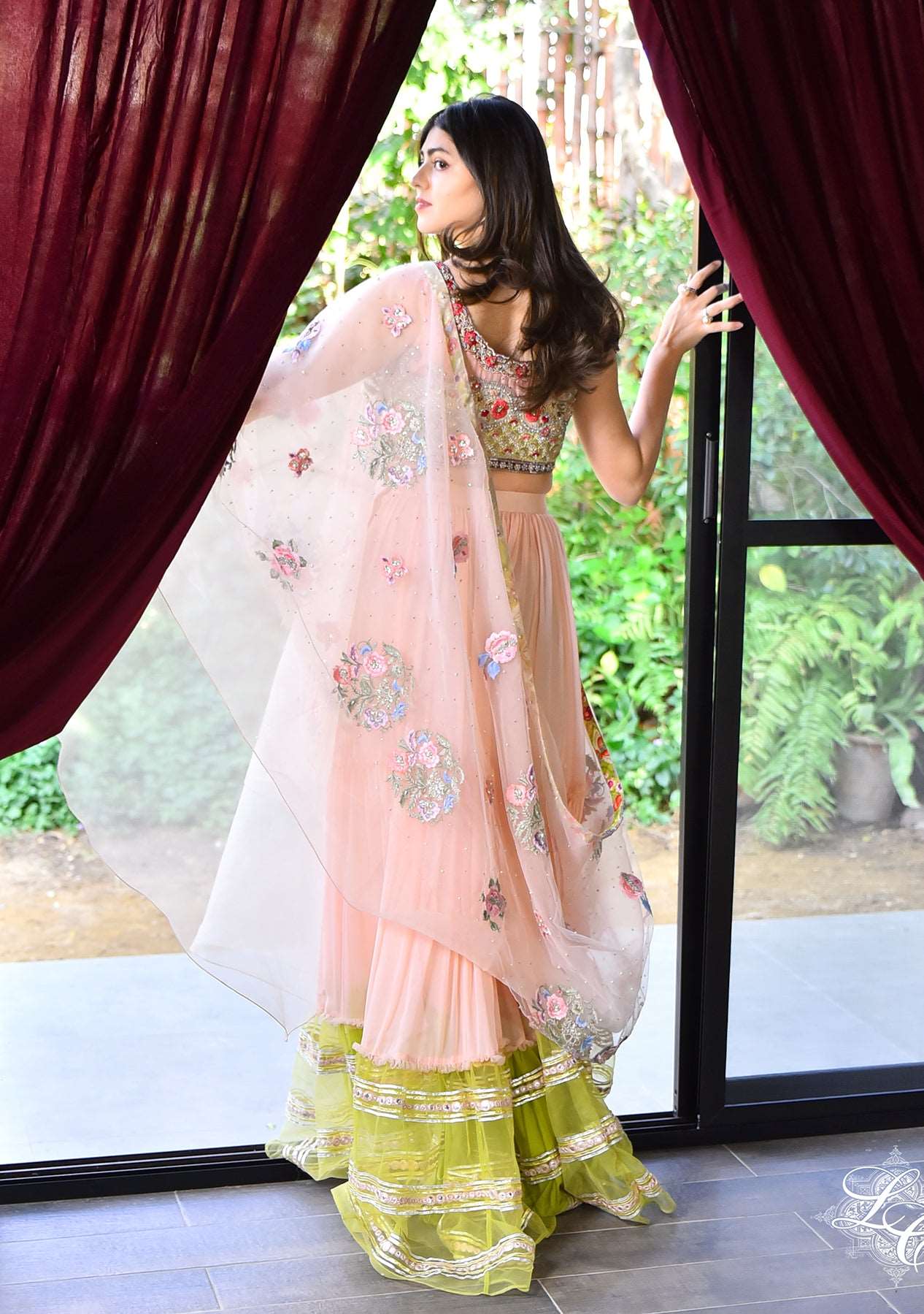 Gharara with blouse and drapped dupatta
