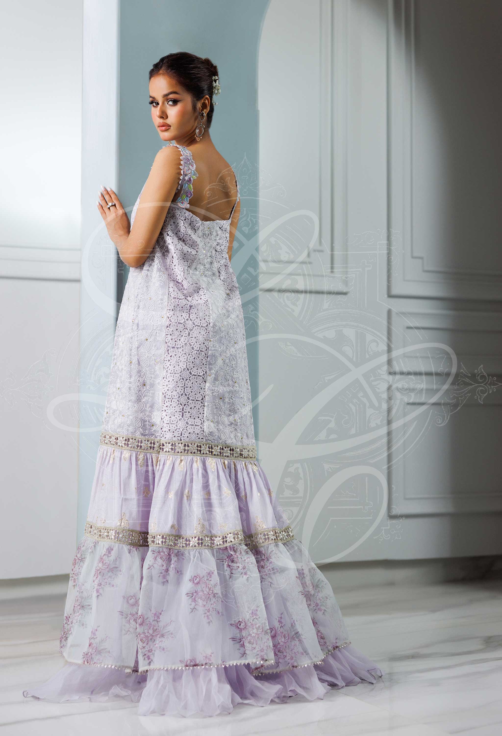 ZAYLA - Layered Dress with Crushed Lehenga