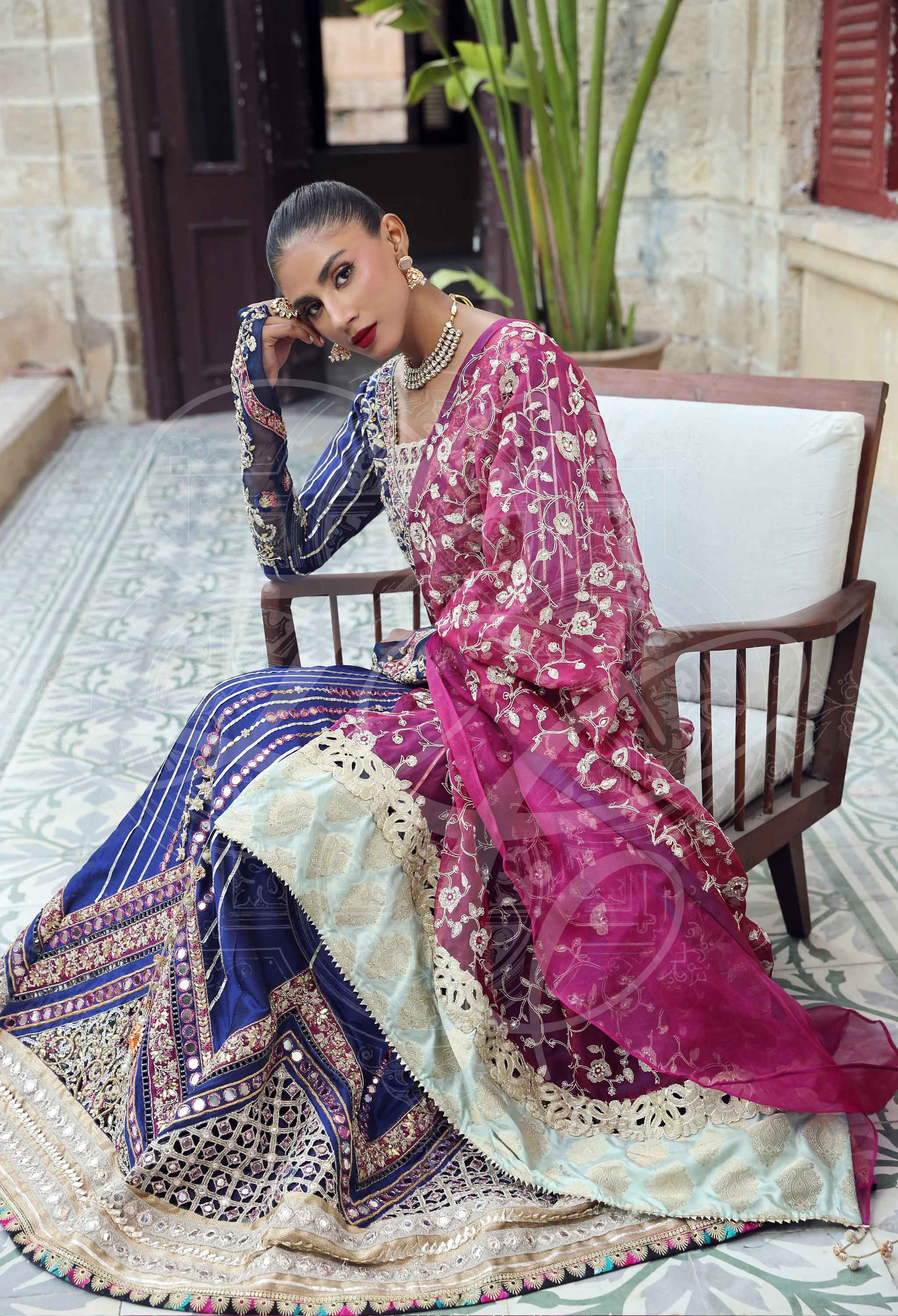 Dia - Mirror and Gota Work Lehenga With Embellished Blouse