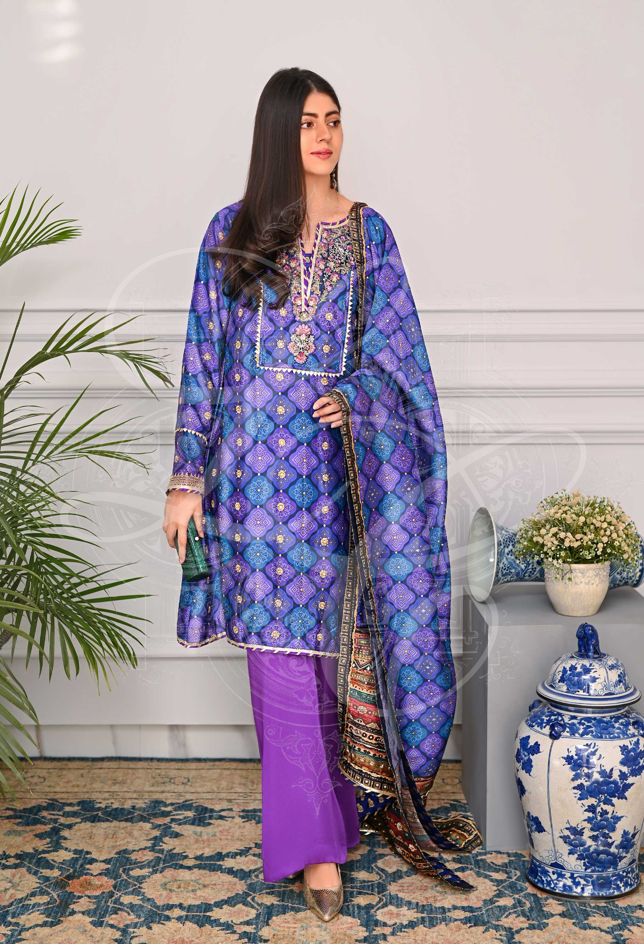 VIOLET AURA - Chundri Short Boxy Top With Chattapatti Sleeves