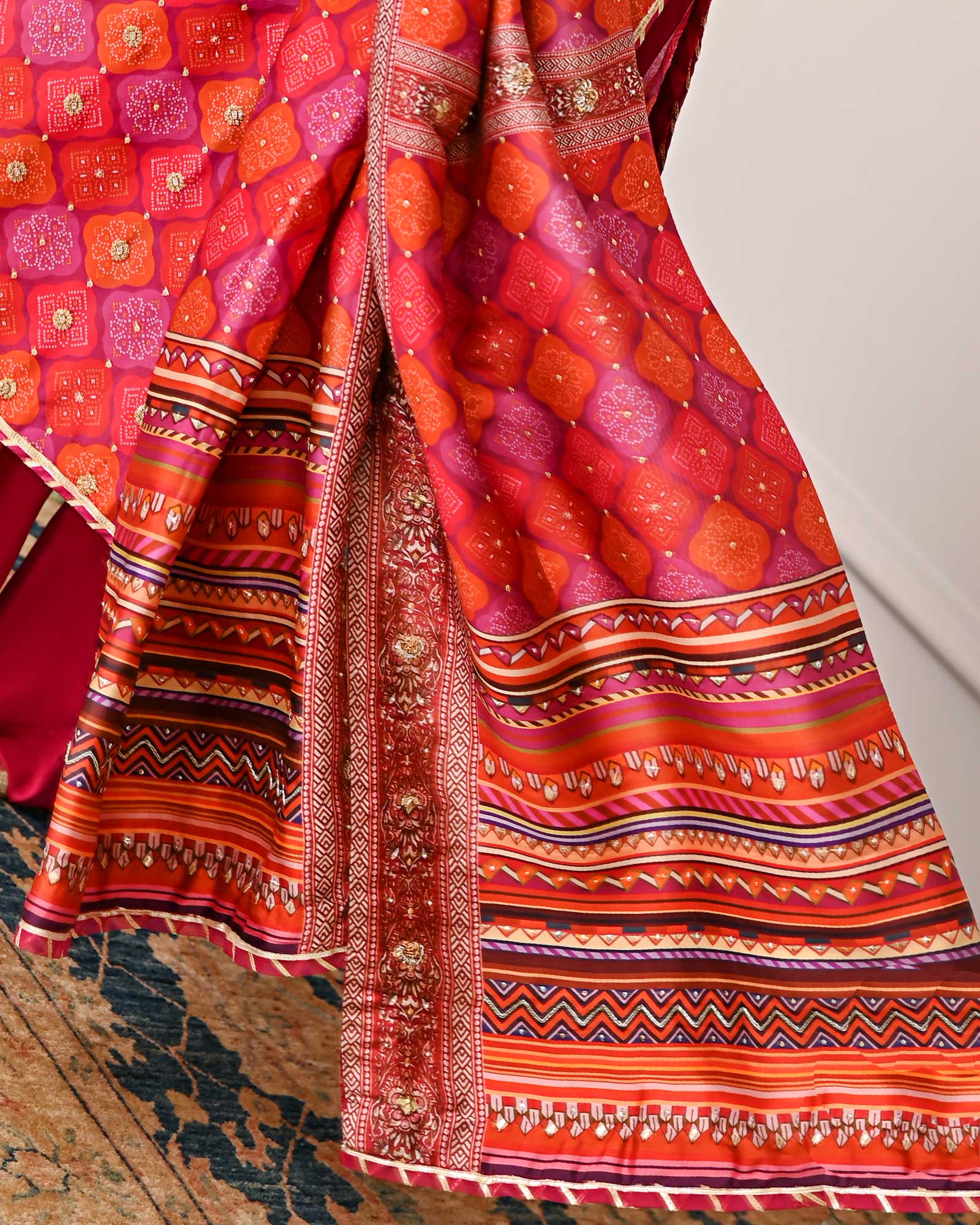 Embellished Printed Silk Dupatta
