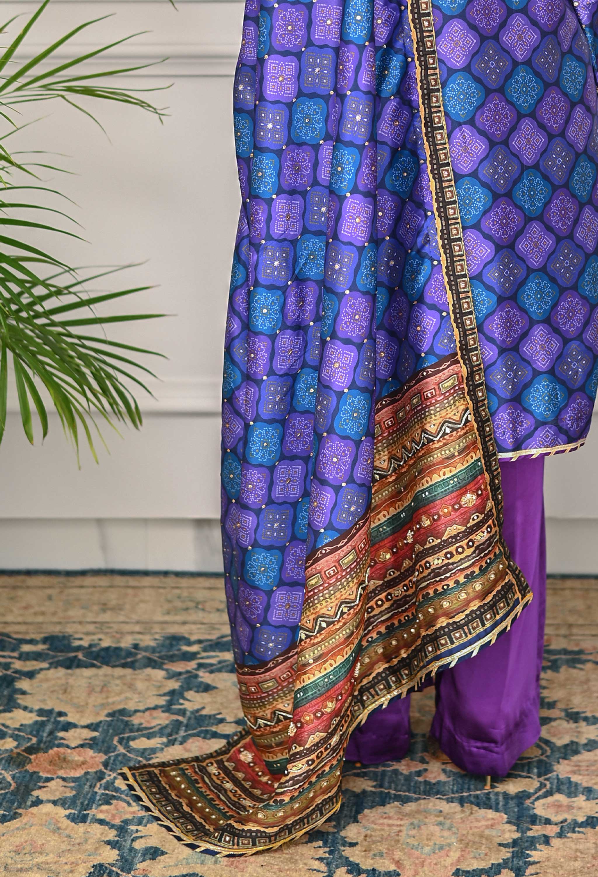 Embellished Printed Silk Dupatta