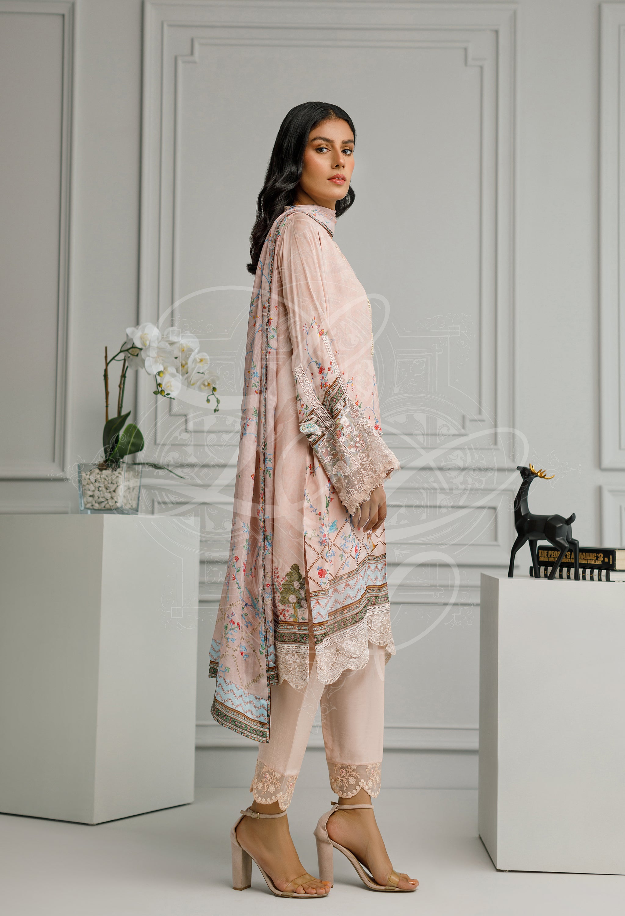 Pink printed shalwar set