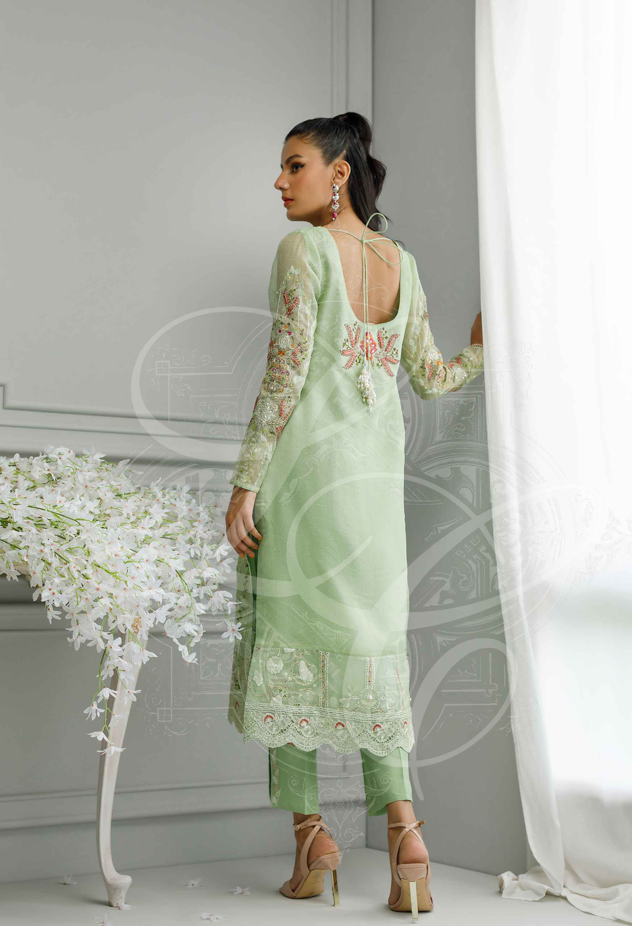 Sage green shirt and pant set