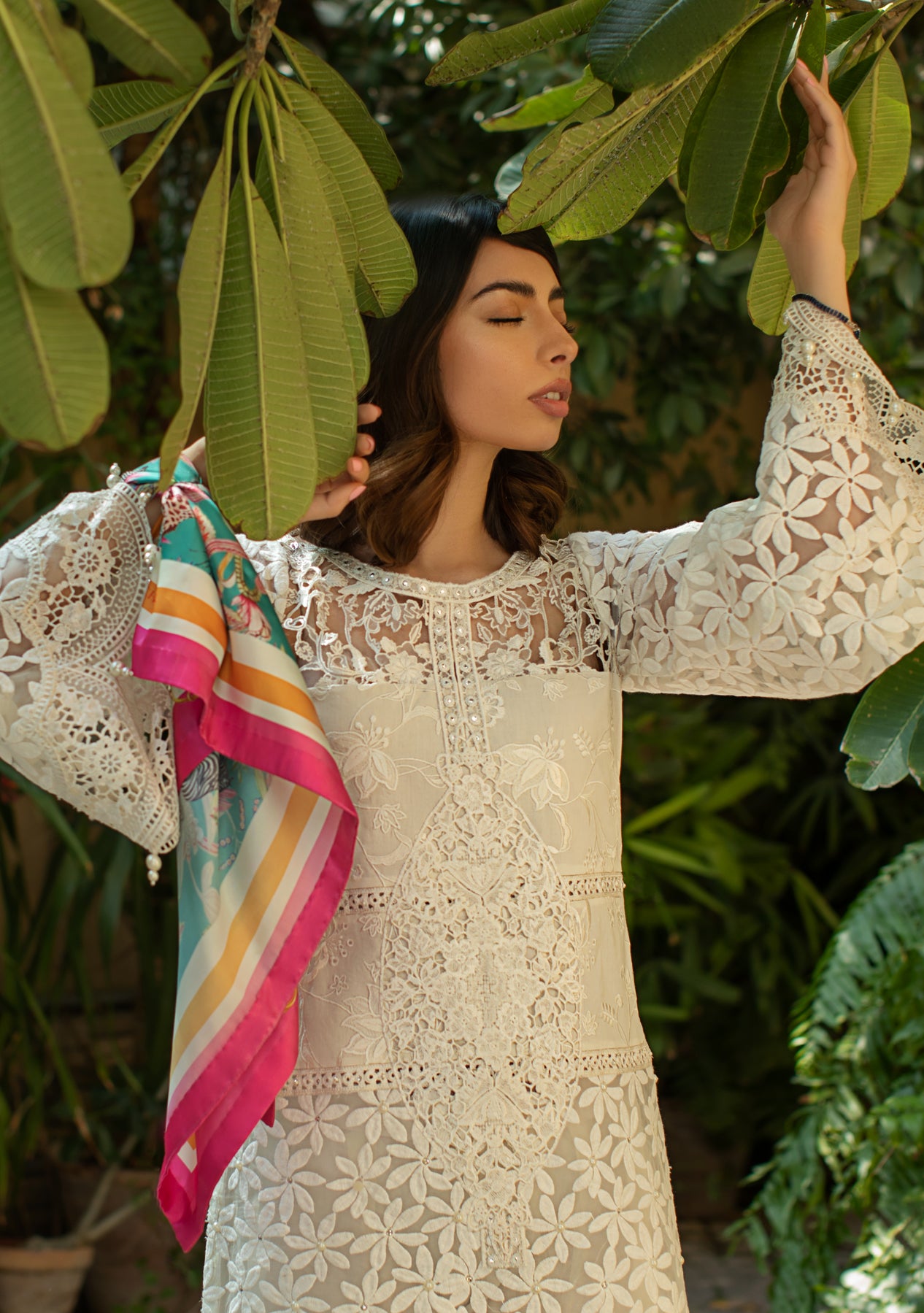 WHITE KURTA PAIRED WITH STRAIGHT PANTS AND DUPATTA