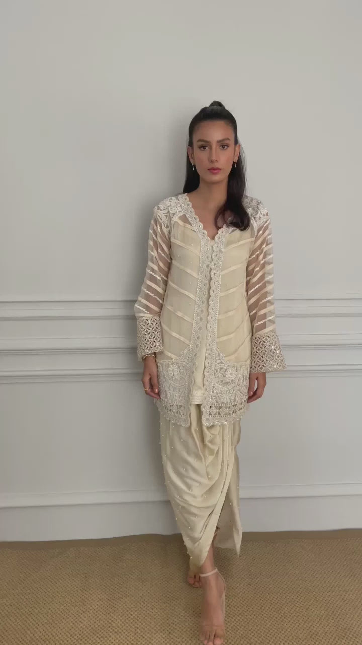 CREAM COAT AND SARONG SET Video