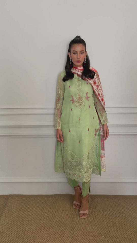 Sage green shirt and pant set