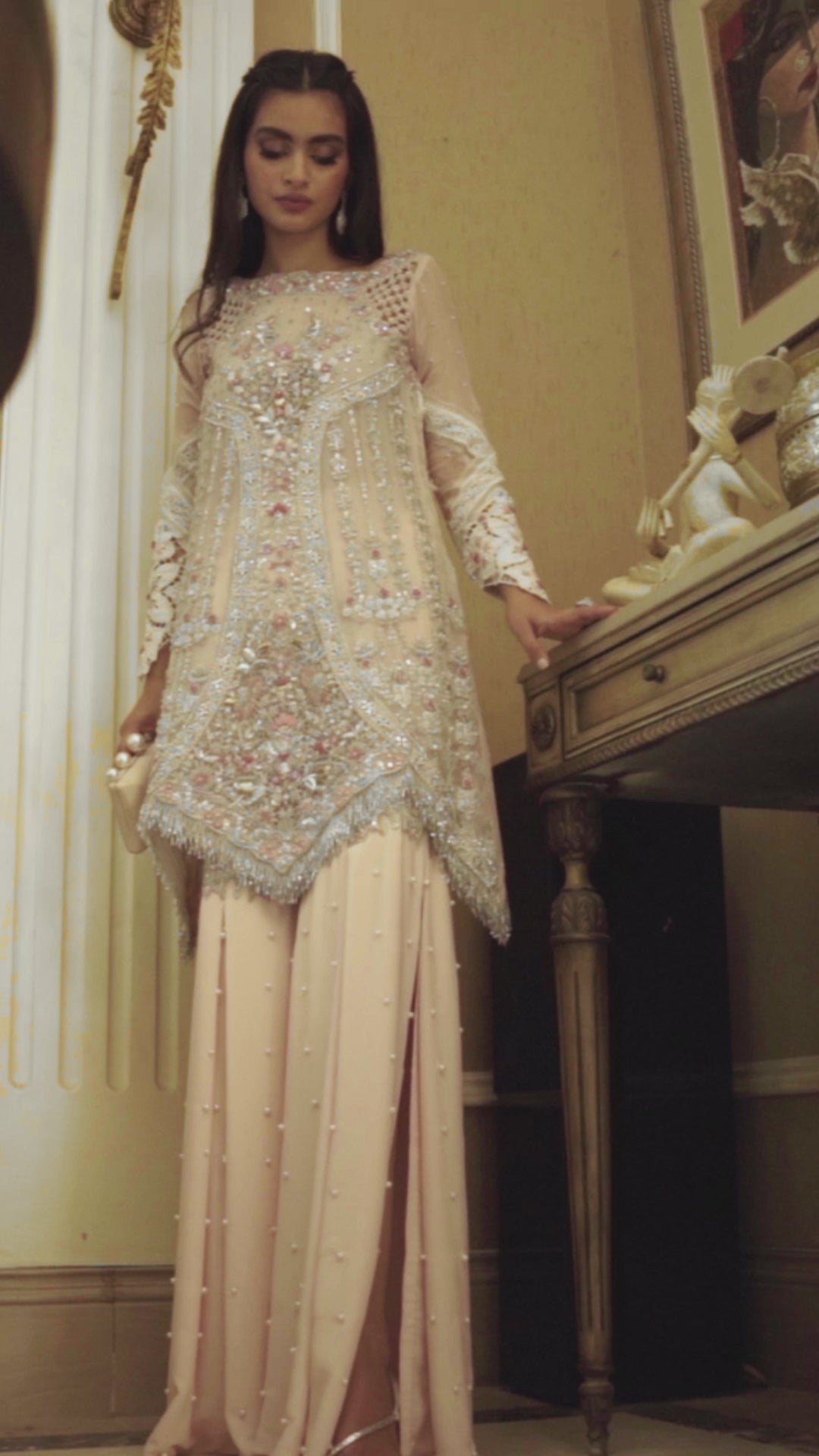 V Shaped Top with Gharara
