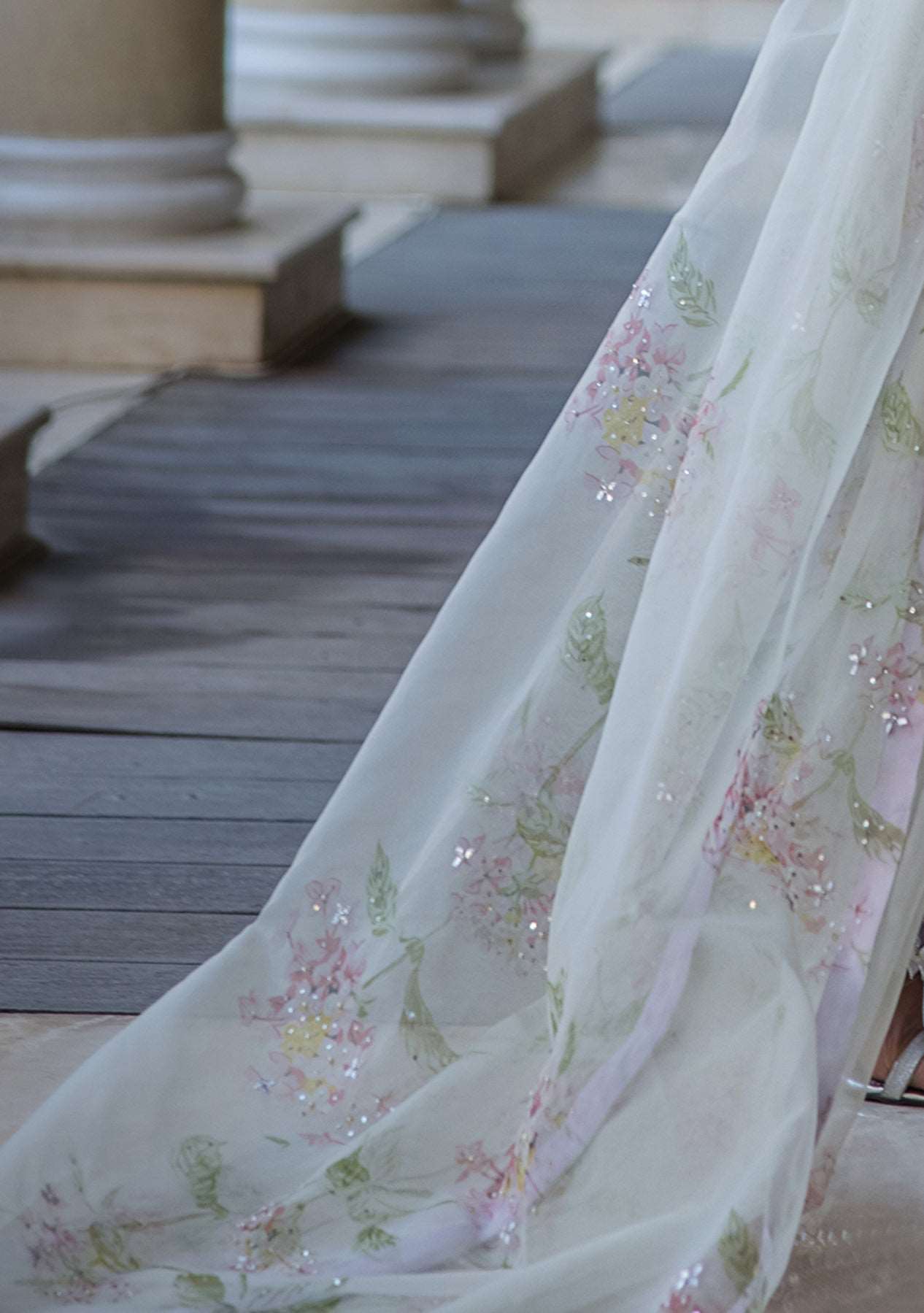 Printed and Embellished Organza Dupatta