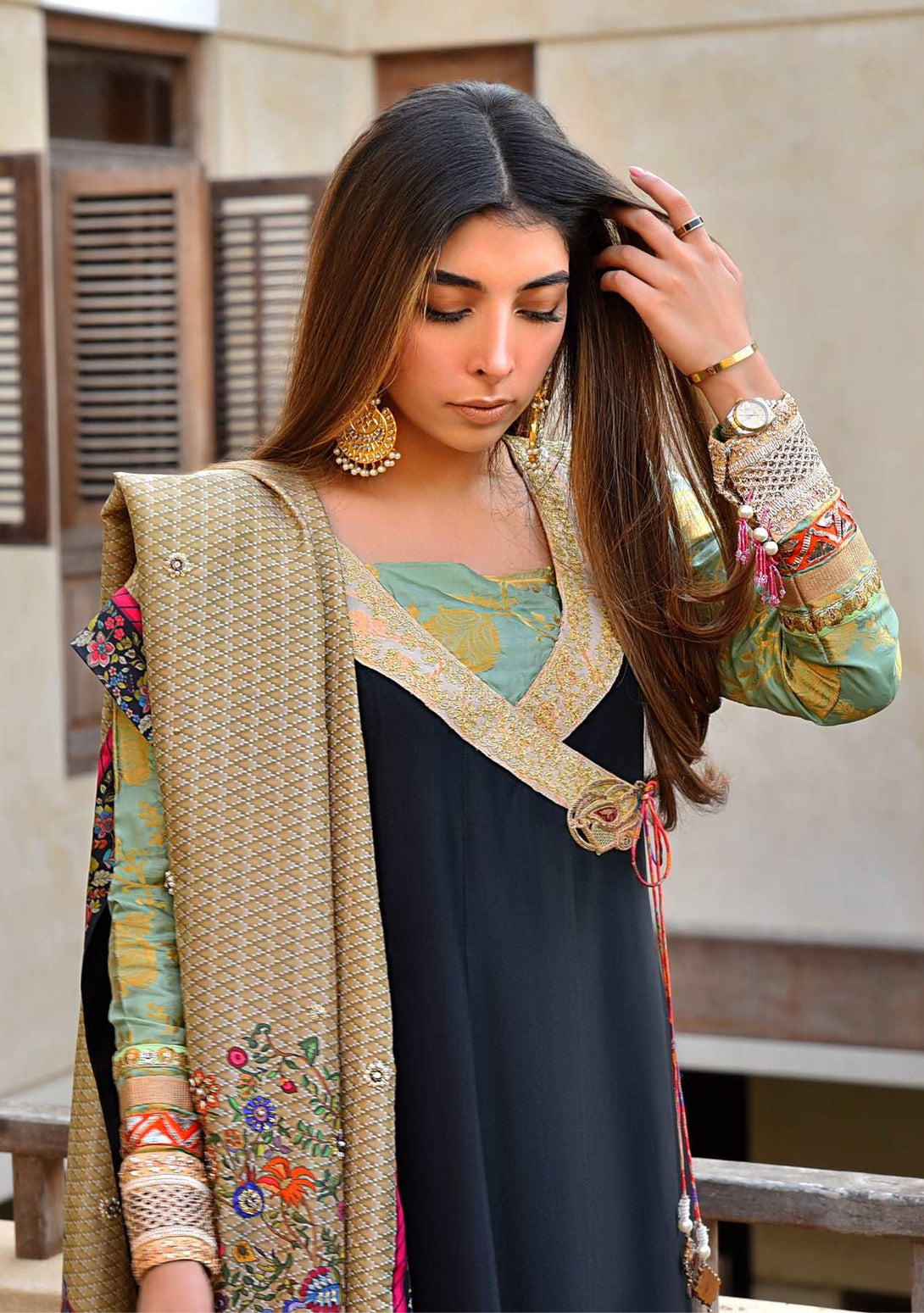 Black angrakha with churidar