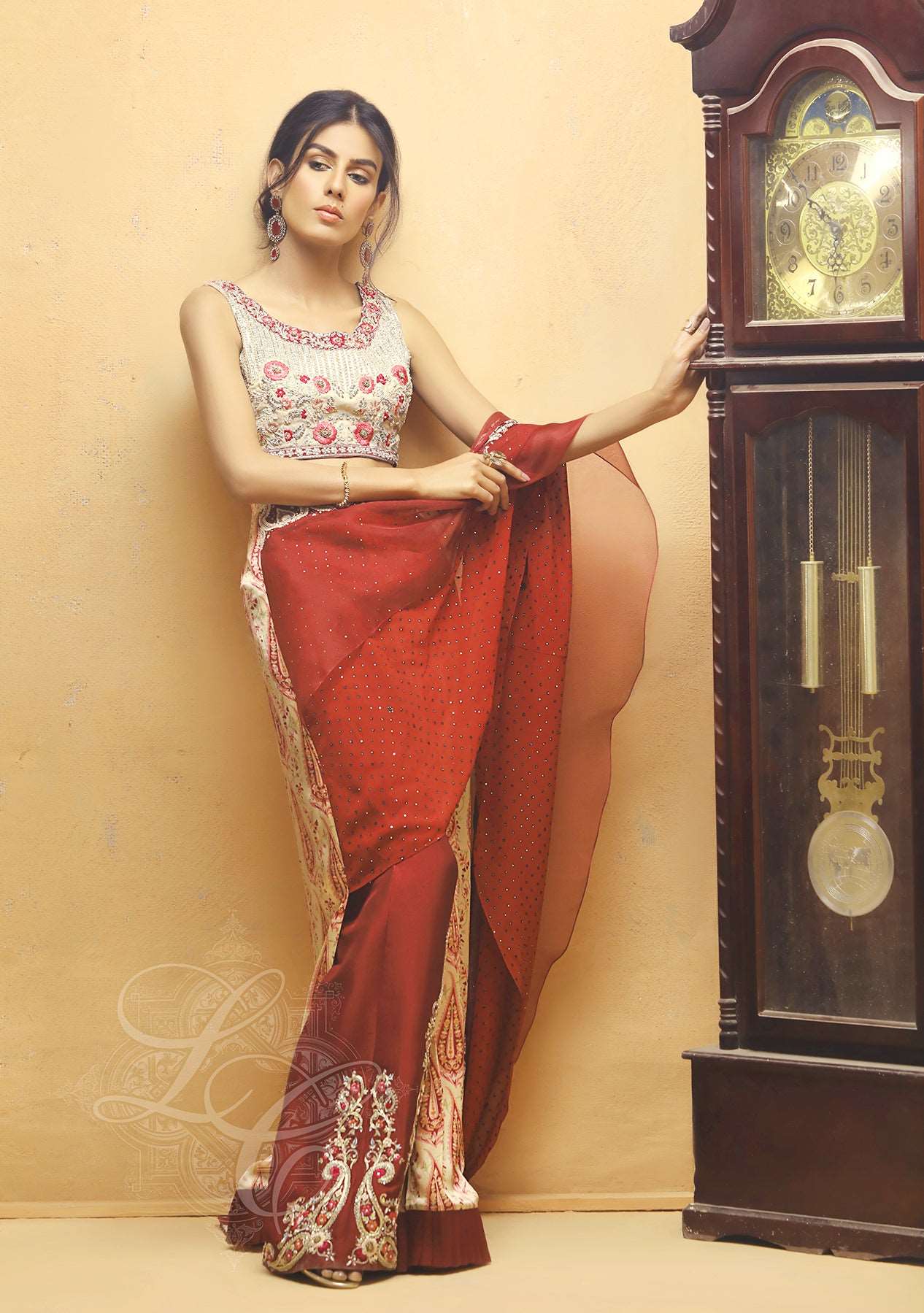Heavily embellished pant saree