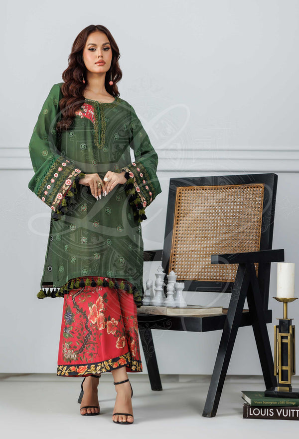 FAYRA - Polka Doted kameez with tassel and Printed Izaar