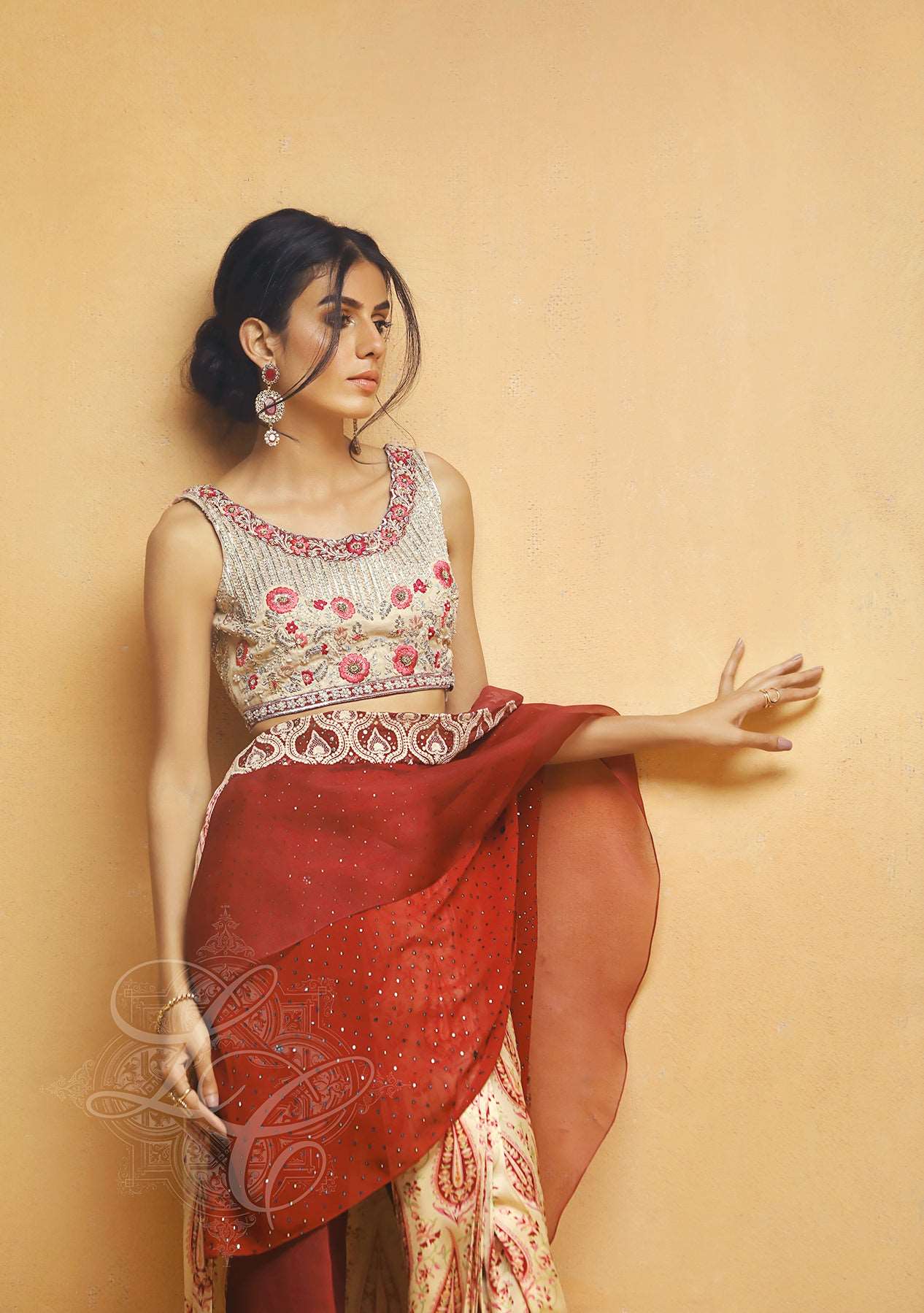 Heavily embellished pant saree