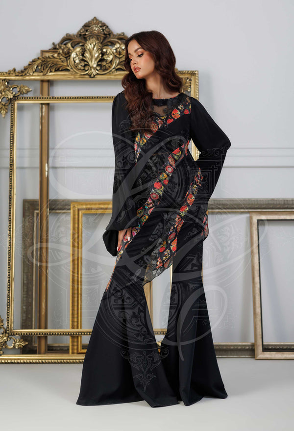 Dina - Printed Asymmetrical Top With Plazzo