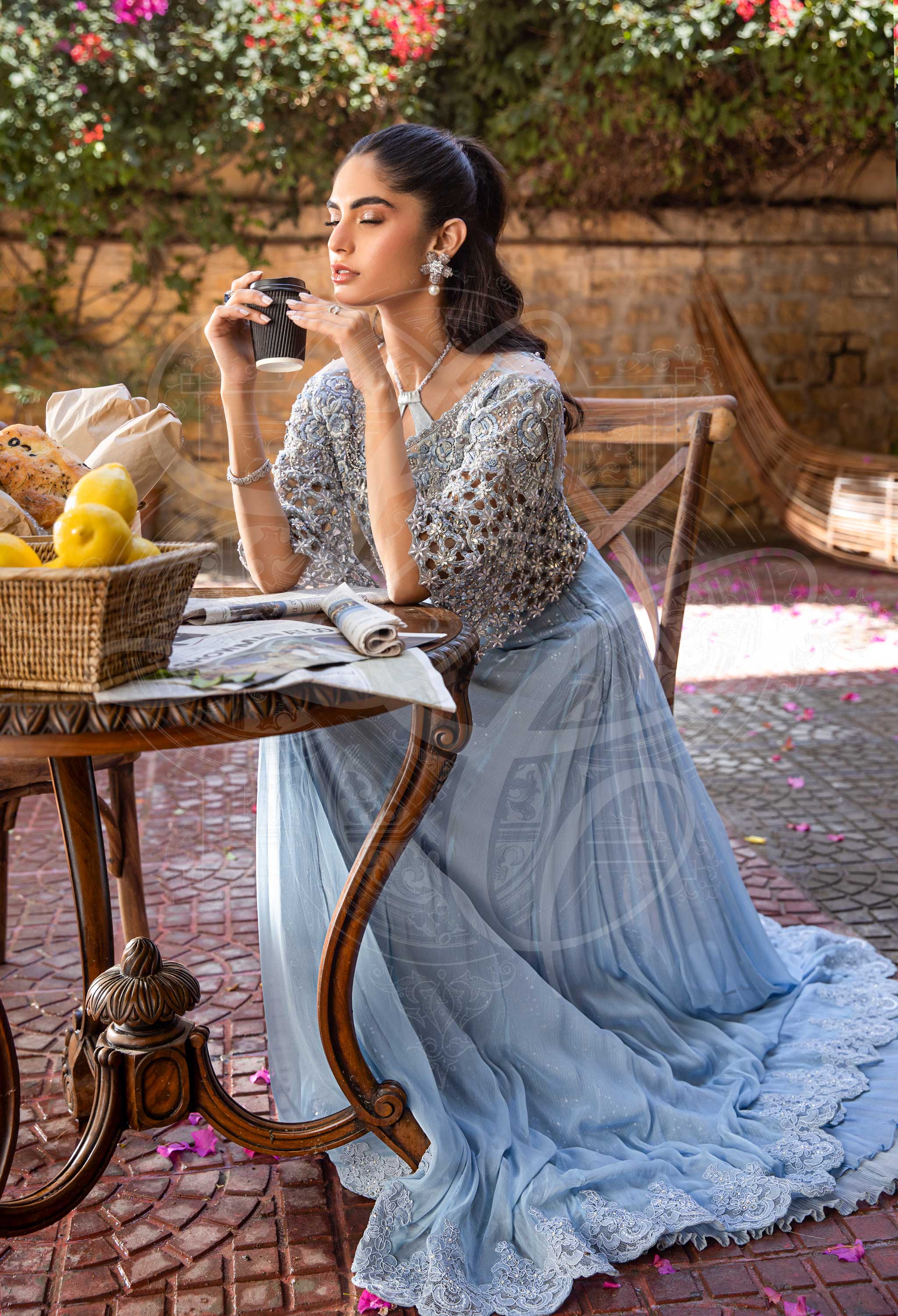 Cornflower blue cape with skirt