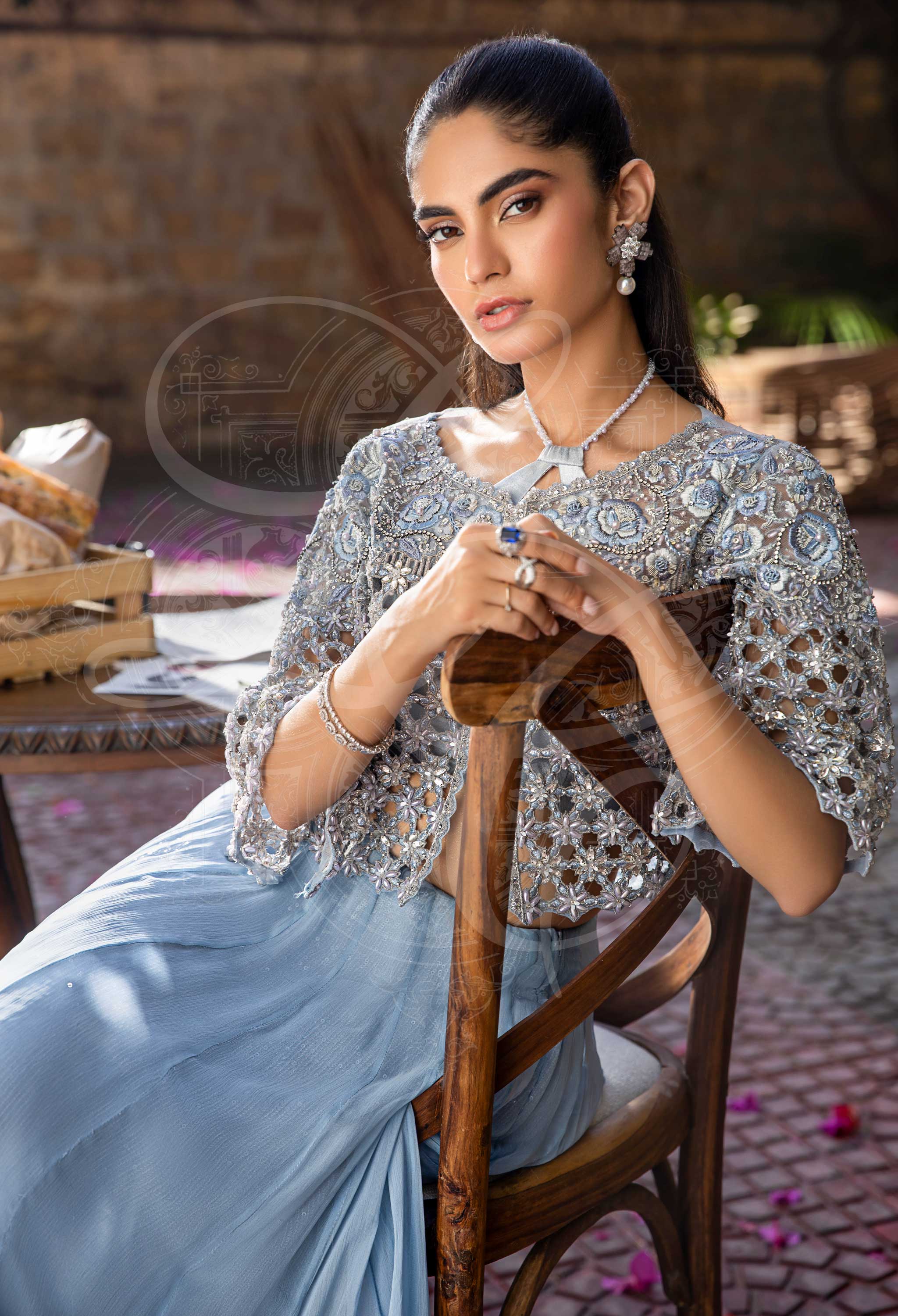 Cornflower blue cape with skirt