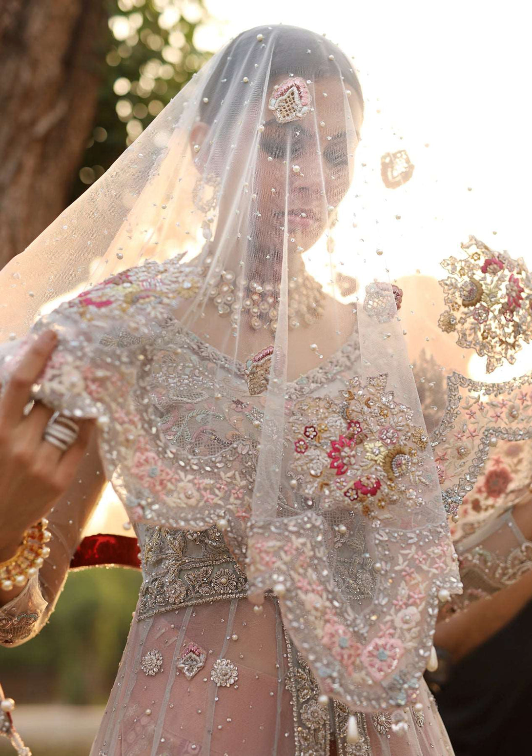 Aqua and rose pink bridal