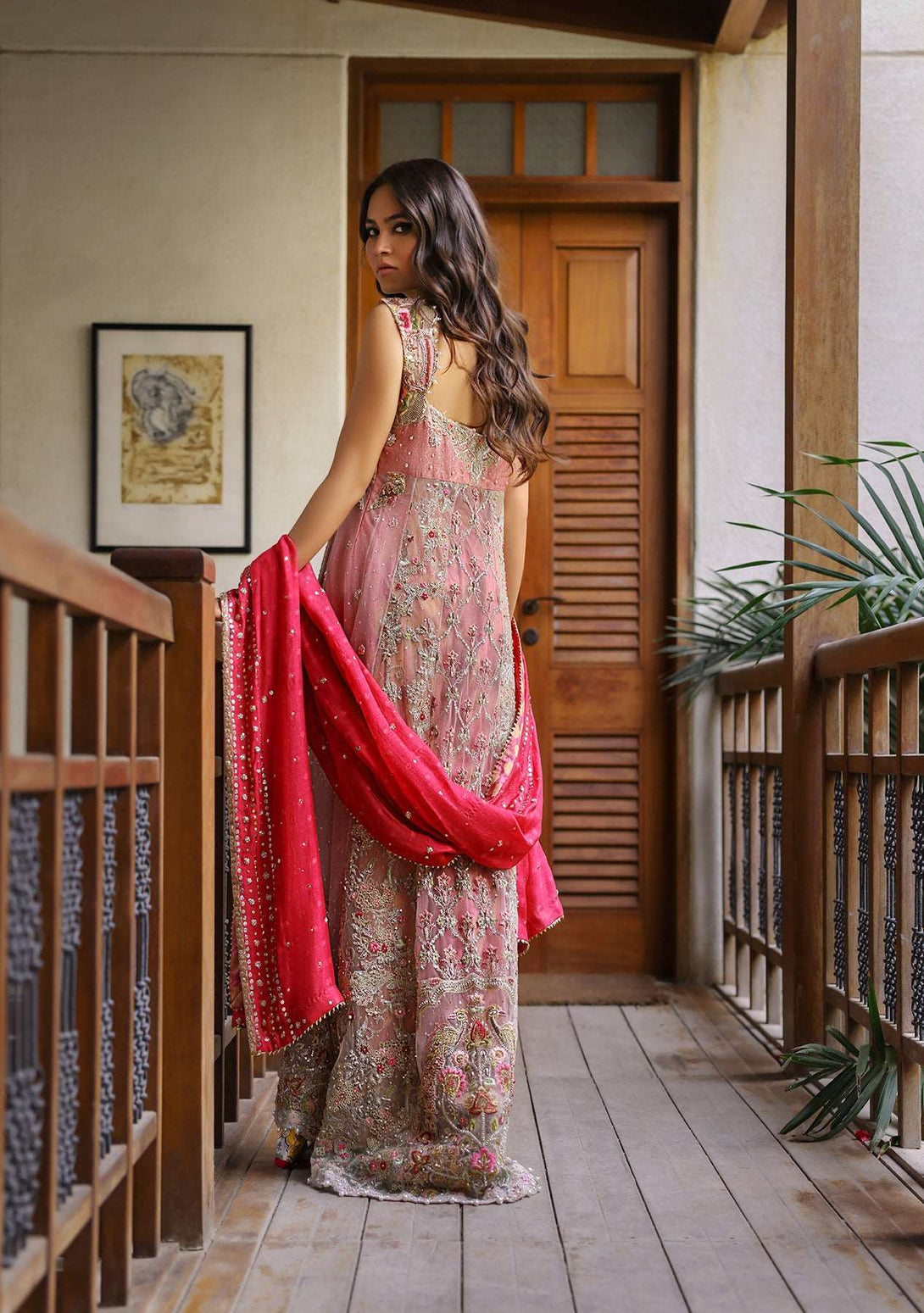 Hi lo peplum with embellished gharara and dupatta