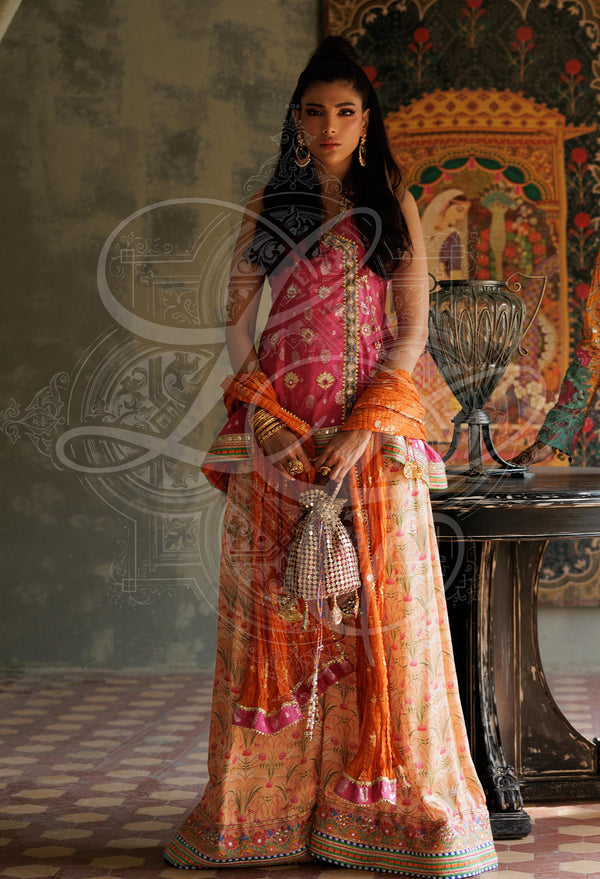 Roya - Peplum Top With Gota Work And Printed Gota Buti Work