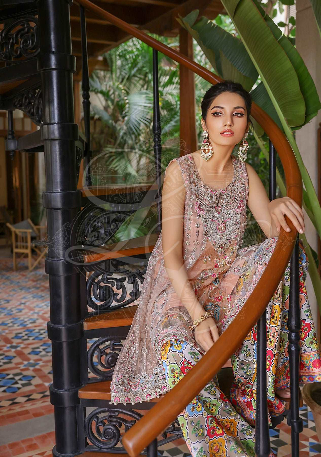 Short kalidar with gharara and dupatta