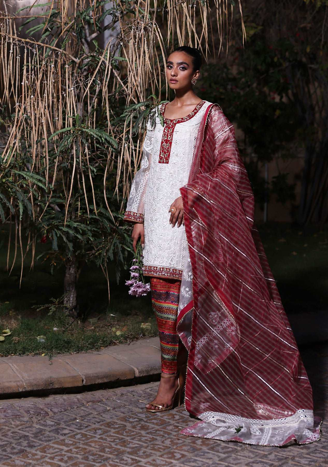 Boxy tunic with printed shalwar and dupatta