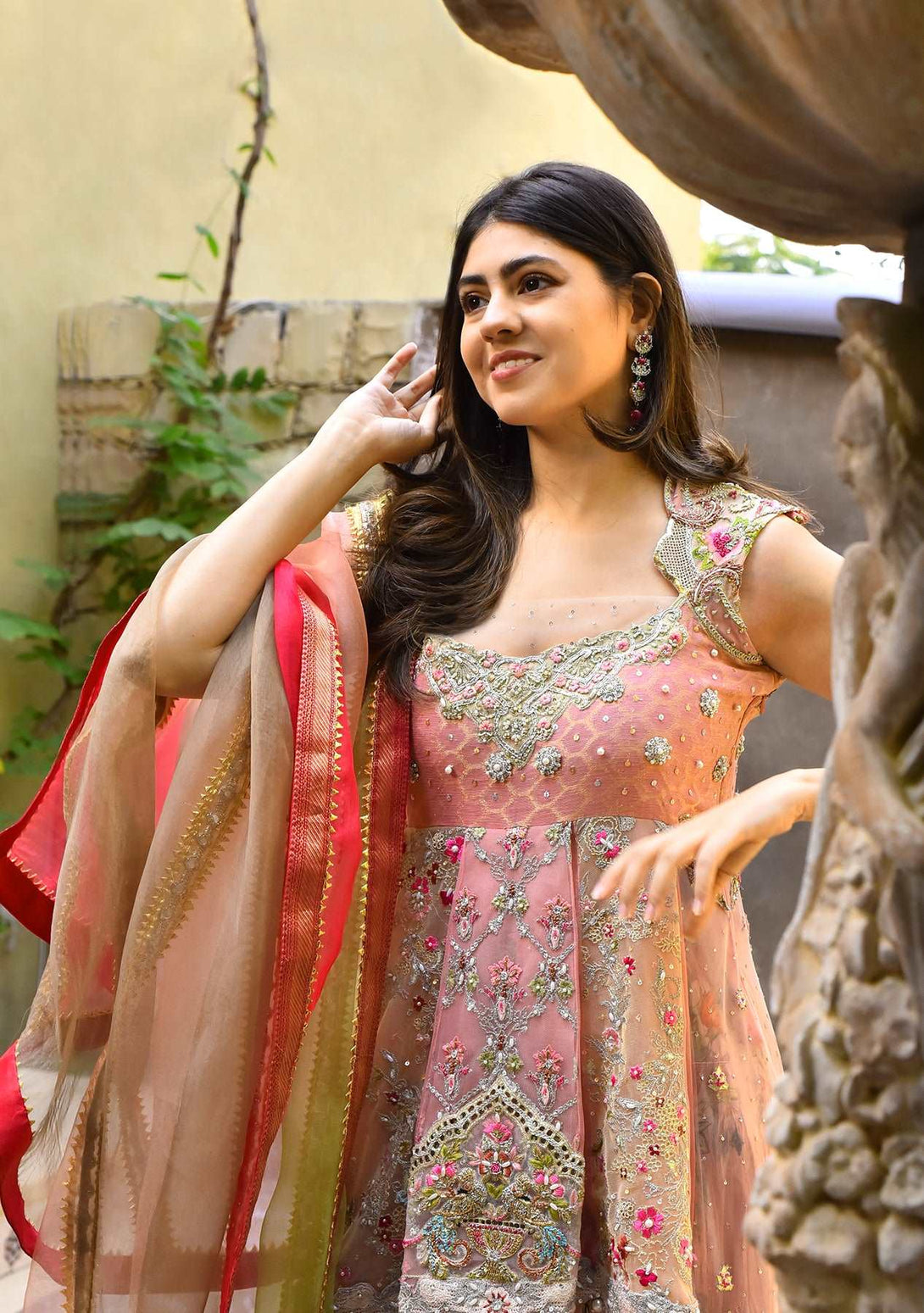 Hi lo peplum with printed gharara and dupatta