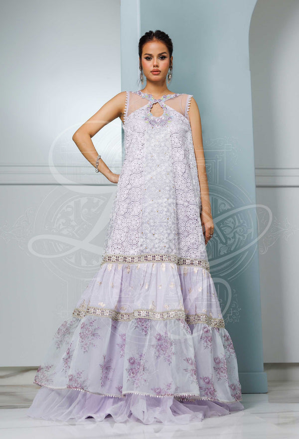 Zayla - Layered Dress With Crushed Lehenga