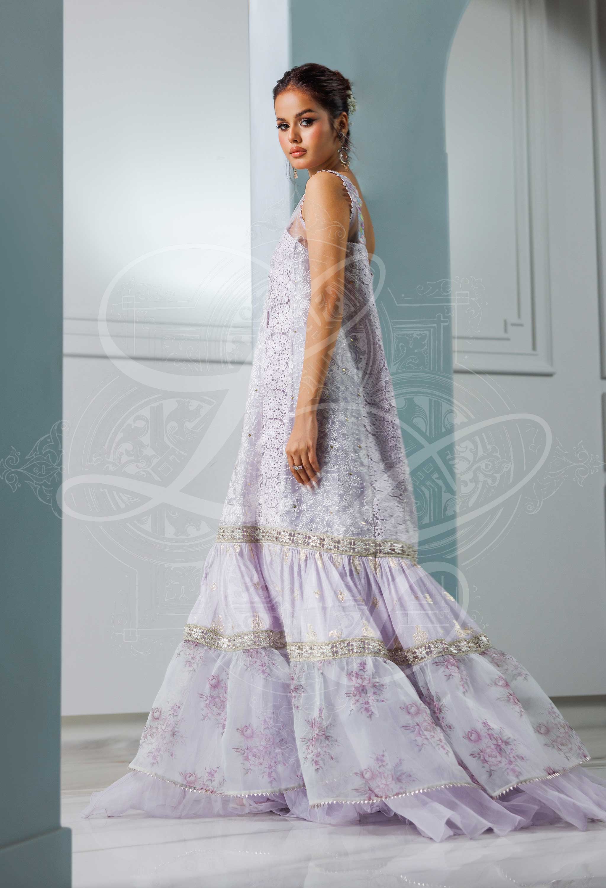 ZAYLA - Layered Dress with Crushed Lehenga