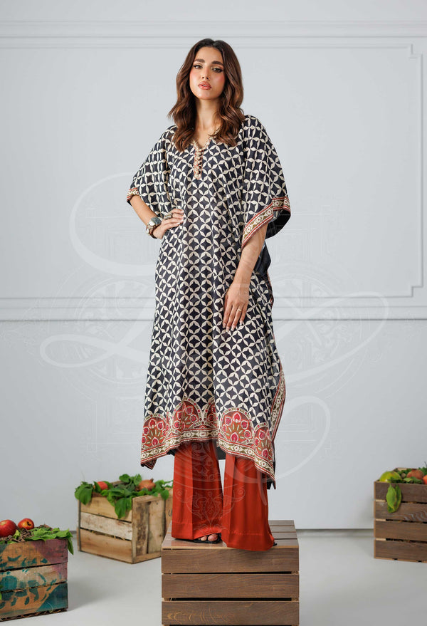Mia - Printed Kaftan With Rust Pants
