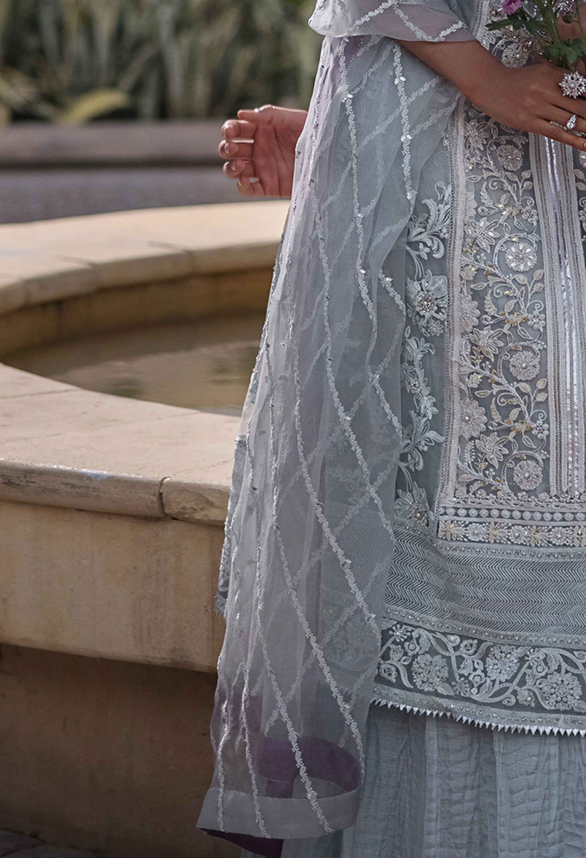 Blue Chikankari Dupatta