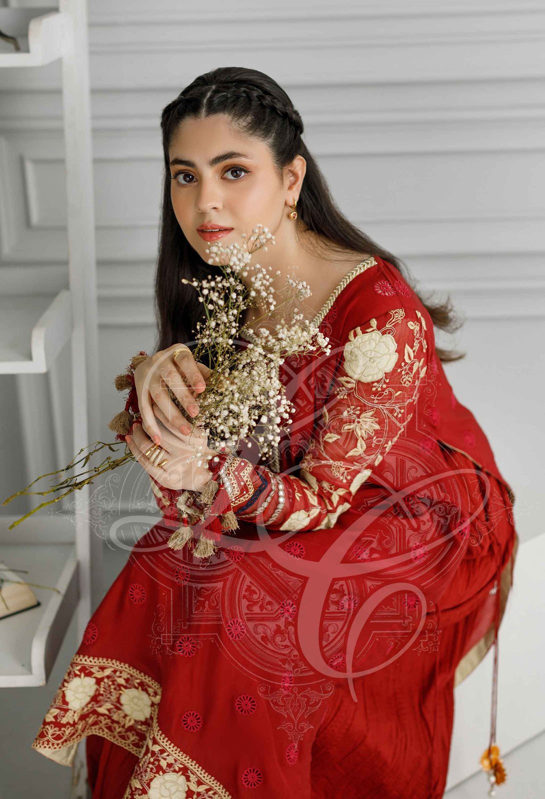 Red gharara co ord set