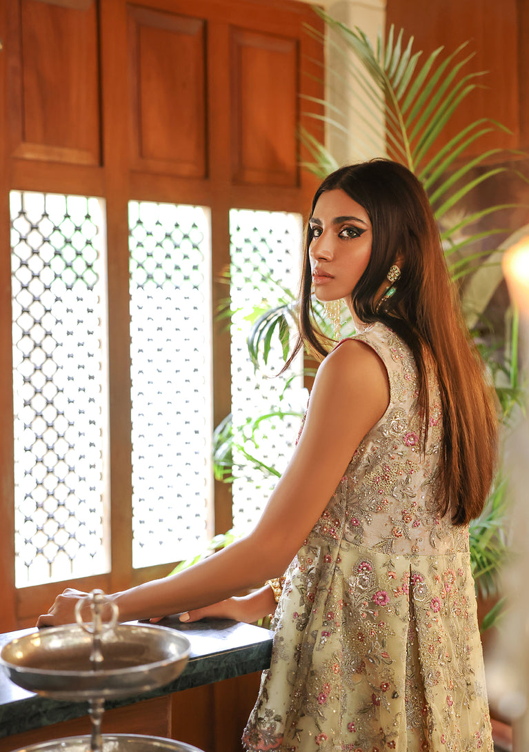 HI LO PEPLUM WITH PRINTED GHARARA AND DUPATTA
