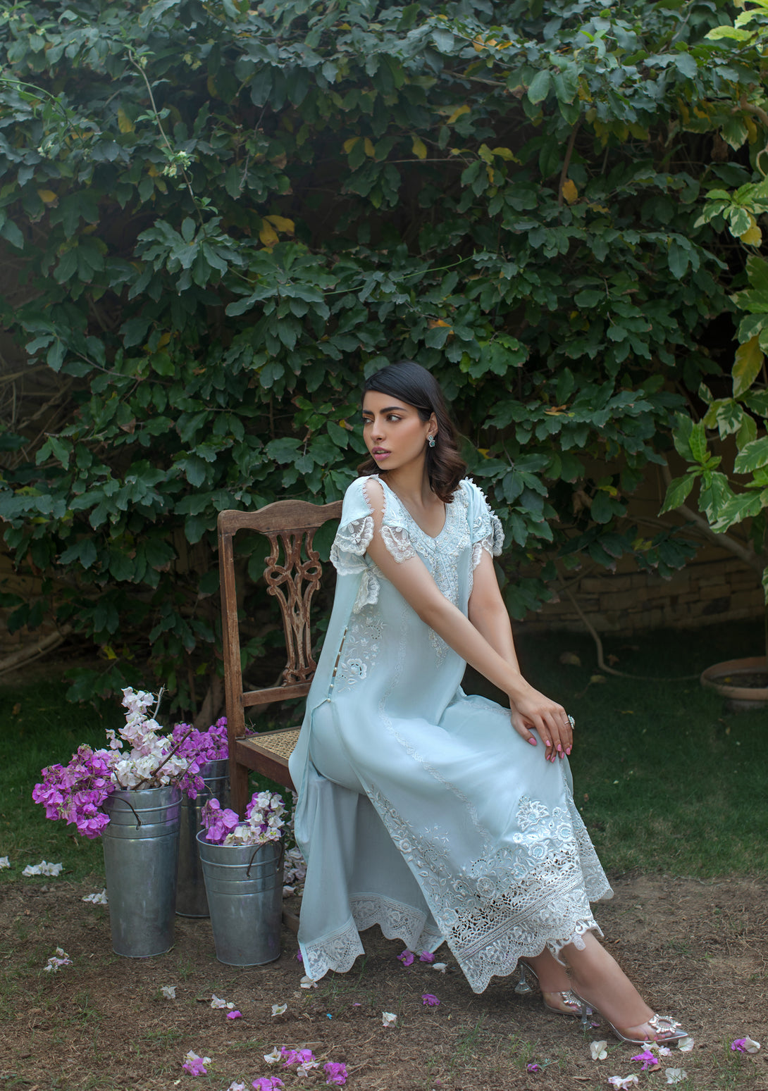 Blue boxy kurta with pants