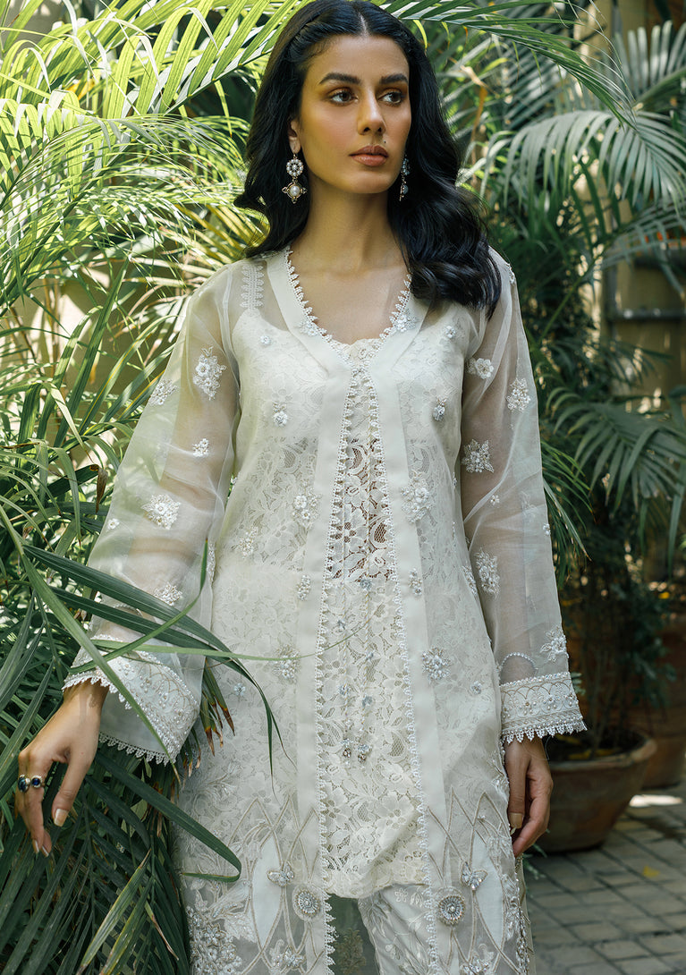 IVORY LONG COAT WITH CAMI AND PANTS